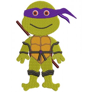 Donatello Teenage Ninja Turtle Filled Machine Embroidery Design Digitized Pattern
